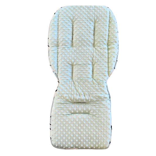 Wee Lamb stroller set, padded stroller liner, cream minky side