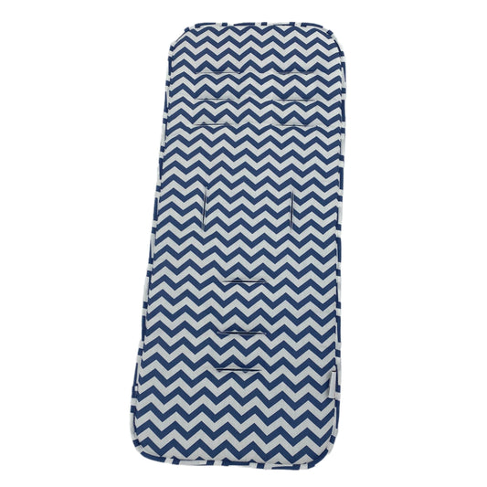 Blue Chevron stroller set, stroller pad, patterned cotton side