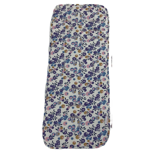 Navy Berry stroller set, stroller pad, patterned cotton side