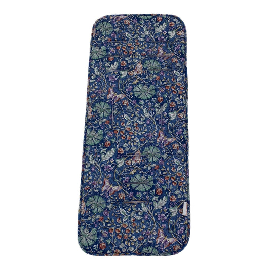 Navy and Pink Wildflower stroller set, stroller pad, patterned cotton side