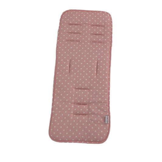 Pink Star stroller set, stroller pad, patterned cotton side