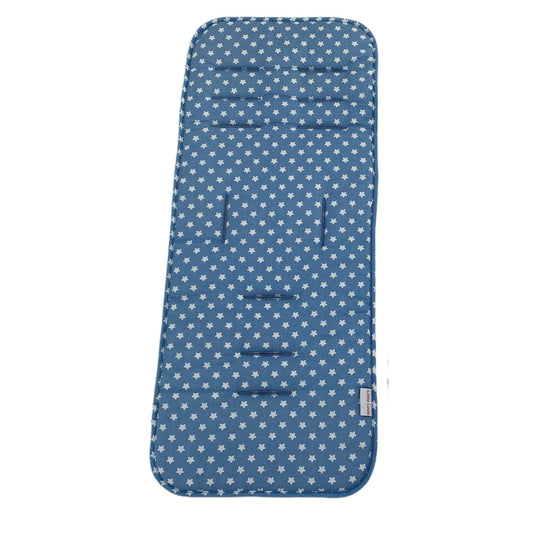 Royal Blue Star stroller set, stroller pad, patterned cotton side