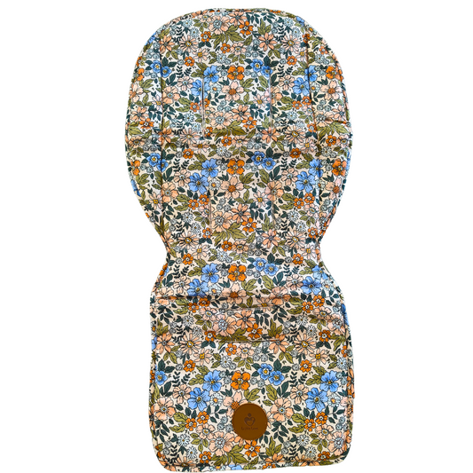 Eleanor stroller set, padded stroller liner, patterned cotton side