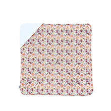 Load image into Gallery viewer, Rainbow car seat blanket, patterned cotton side laid flat
