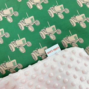 Pink Tractor travel blanket