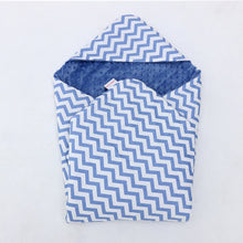 Load image into Gallery viewer, Little Love 3 point harness car seat blanket - blue chevron pattern