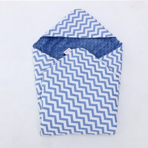 Little Love 3 point harness car seat blanket - blue chevron pattern