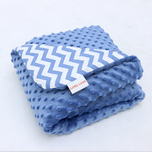 Load image into Gallery viewer, Little Love 3 point harness car seat blanket  blue chevron pattern