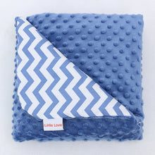 Load image into Gallery viewer, Little Love 3 point harness car seat blanket  blue chevron pattern