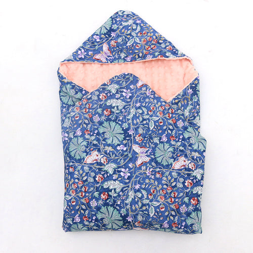 Little Love toddler blanket navy and pink wildflower