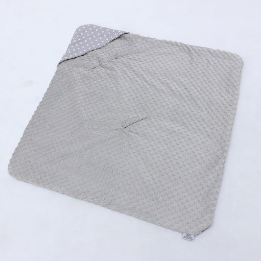 Grey Star car seat blanket for a 3-point harness, grey minky fleece side laid flat