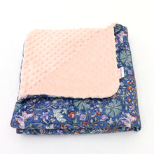 Load image into Gallery viewer, Little Love car seat blanket navy and pink wildflower