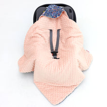 Load image into Gallery viewer, Little Love car seat blanket navy and pink wildflower