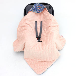 Little Love car seat blanket navy and pink wildflower