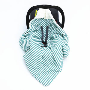 Little Love car seat blanket  green stripe