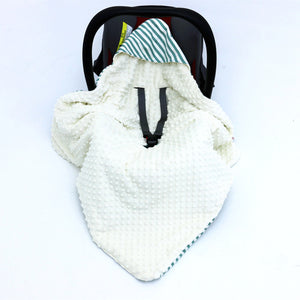 Little Love car seat blanket  green stripe