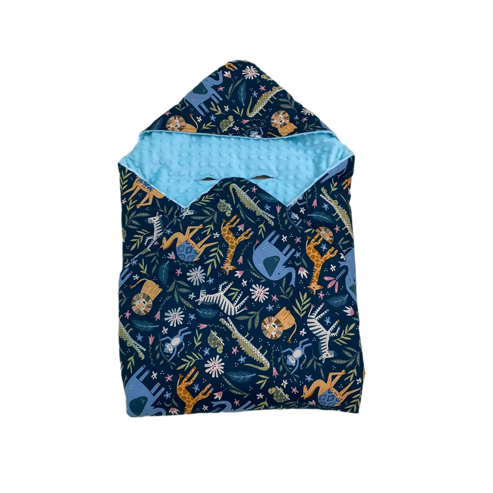 Little Love 5 point harness car seat blanket - blue safari