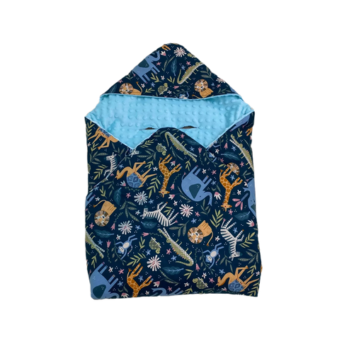 Little Love toddler car seat blanket  blue safari