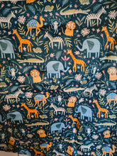 Load image into Gallery viewer, Blue Safari Animals travel blanket