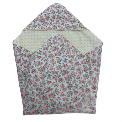 Rose patterned little love car seat blanket.  3 point harness blanket